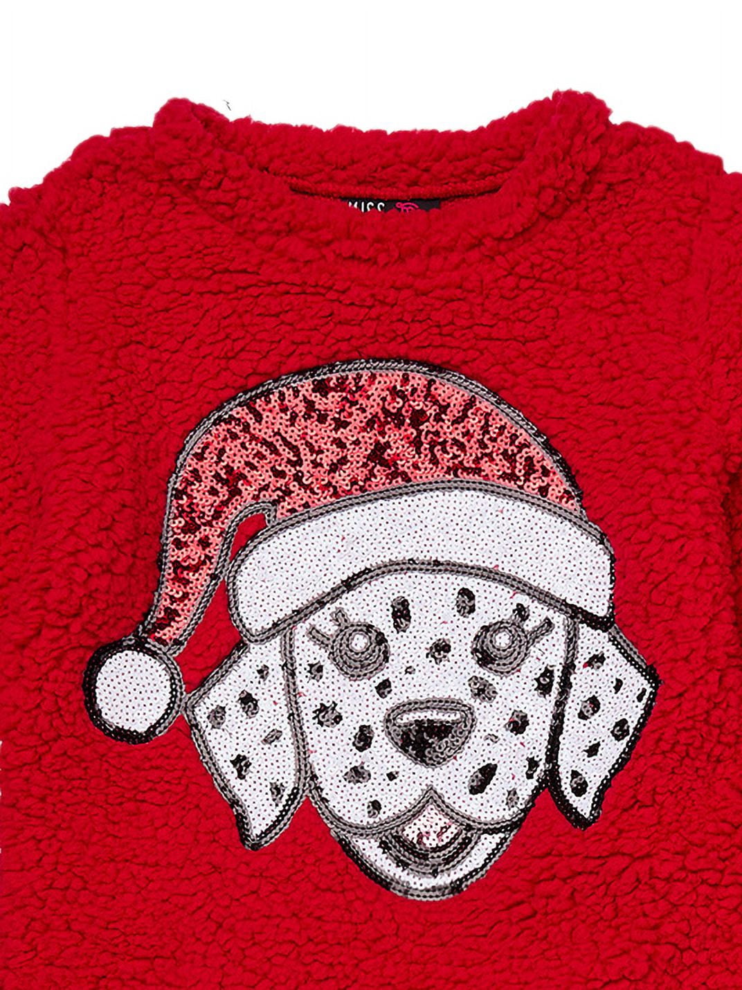 Miss Chievous Girls Faux Shearling Christmas Sweatshirt and Joggers Set, 2-Pieces, Sizes 4-16