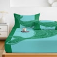 thumbnail image 6 of Twin Sze Fitted Sheet Set - Turquoise Blue Whale 2 Piece Bedding Sets 16" Deep Pocket Fitted Sheet with 1 Pillowcase, Summer Beach Coastal Modern Art Brushed Microfiber Hotel Luxury Bed Sheets, 6 of 9