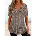 thumbnail image 3 of Camiseta con cuello en V para mujer, Top holgado de manga corta con estampado de botones, ropa de calle informal de uso diario, Verano, 3 of 5