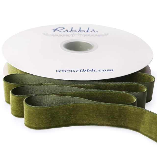 Cinta de Terciopelo Ribbli Verde Musgo 2.5 cm Rollo de 23 m