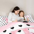 thumbnail image 5 of Manfei Black Cartoon Loves 7-Piece King Bedding,Initial Alphabet T Pattern King Bed in a Bag,Pink Reversible, 5 of 7