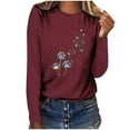 thumbnail image 1 of Pisexur Hauts pour Femmes Mode d'Automne T-Shirt à Imprimé Graphique Amusant Col Rond Manches Longues Chemises pour Femmes Chic Décontracté Hauts de Sortie Confort Polyvalent Blouses Légères, 1 of 5