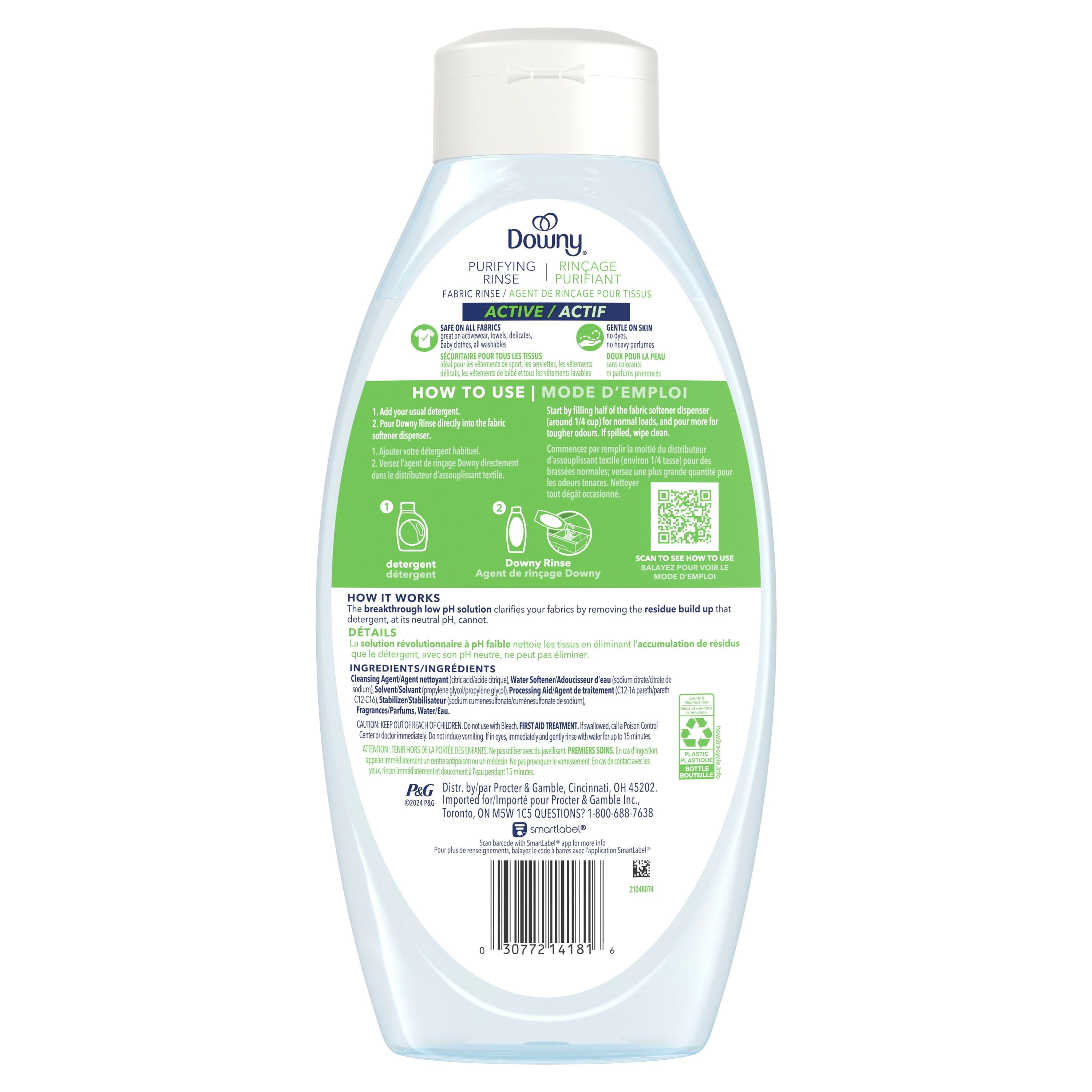 Downy Fabric Rinse Laundry Odour Remover, Active Fresh Scent, Fabric Softener and Laundry Odour Removal Rinse, 1.08 L