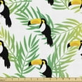 thumbnail image 1 of Tropical Upholstery Fabric by the Yard, Pattern of Exotic Birds on Coconut Palm Tree Branches Summer Foliage, Decorative Fabric for DIY and Home Accents, Green and Charcoal Grey by Ambesonne, 1 of 5