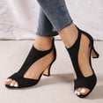 thumbnail image 5 of Chunky Heels, Women Summer Sandals, Women High Heels, Dress Sandals Women, Women Classic Summer Closed Heel Peep Toe Casual Sandals Lightweight Comfort Walking Footwear Non Slip Shoes, Black 6.5, 5 of 9