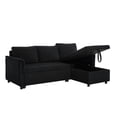 thumbnail image 7 of L-Shaped Corduroy Modular Sectional Couch with Chaise Lounge, Pull-Out Bed, Convertible Sleeper Sofa Bed with Storage for Living Room, Black, 7 of 7