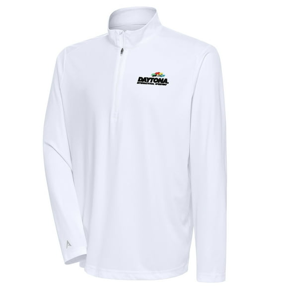 Men's Antigua White Daytona International Speedway Tribute Quarter-Zip Pullover Top