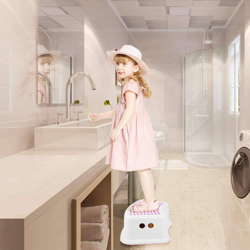 SobiShop Toddler Safety Steps for Bathroom 2 Step Stool for Kids Pink Slip Resistant Soft Grip for Safety Kitchen and Toilet Potty Training 