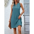 thumbnail image 2 of Women Summer Dresses for Island Vacation Sleeveless V Neck Tunic Dress Casual Beach Sundress Sea Blue L, 2 of 8