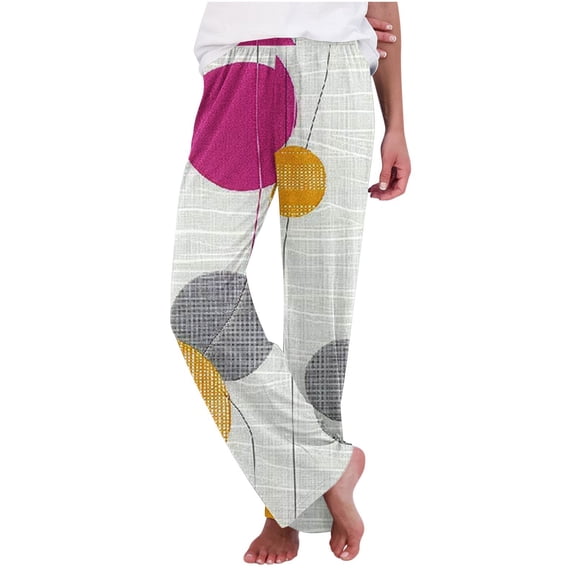Lopecy-Sta Pajama Pants for Women Abstract Print Elastic Waist Pajama Bottoms Casual Comfy Loose Sleepwear Plus Size Full Length Pants with Drawstring