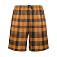 thumbnail image 2 of Men's Pajama Shorts Bottoms with Pockets Soft Lightweight Lounge Sleep Wear Oranges Cottish Tartan, 2 of 6