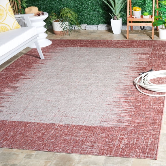 Safavieh Courtyard Johan Bordered Indoor/Outdoor Area Rug, Rust/Beige, 6'7" x 9'6"
