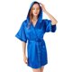 thumbnail image 1 of Bata de satén con capucha para mujer - Albornoz corto de seda - Ropa de dormir para damas de honor y bodas - Color liso, 1 of 5