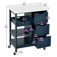 thumbnail image 6 of Dextrus 3-Tier Kitchen Storage Cart with Large Countertop, Rolling Kitchen Island Cart , Blue, 6 of 8