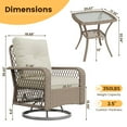 thumbnail image 2 of ELPOSUN 3 Pieces Patio Furniture Set, Outdoor Swivel Gliders Rocker, Wicker Patio Bistro Set with Rattan Rocking Chair, Glass Top Side Table and Thickened Cushions（Off-White）, 2 of 8