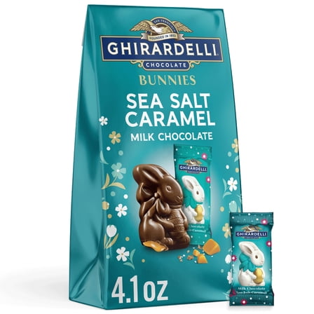 GHIRARDELLI Easter Sea Salt Caramel Milk Chocolate Bunnies, 4.1 oz Bag