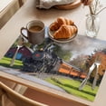 thumbnail image 3 of Steam Train Placemats Set&nbsp;of&nbsp;12 Hose Tree Nature Landscape Countryside Heat Insulation Washable Place Mats, Non-Slip Table Mats for Dining Table Party Kitchen Decor,13x19 Inch, 3 of 9