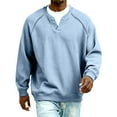 thumbnail image 6 of Lumtrix Men's V Neck Sweatshirt Casual Long Sleeve Waffle Sweatshirts Fashion Pullover Shirts Light Blue L, 6 of 7