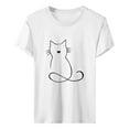 thumbnail image 5 of White Women's Short Sleeve T-shirt, Ladies Line Print Shirt Short Sleeve Round Neck T Shirt Fashion Top Lightweight Soft Casual Summer Clothing Clothes,Women's Short sleeve T-shirt L, 5 of 5