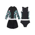 thumbnail image 4 of Sholeno Girls Swimsuit 4 Pieces Zip Up Rash Guard Set Tankini Bathing Suits Summer Beach Swimwear Zipper Lily 8, 4 of 7