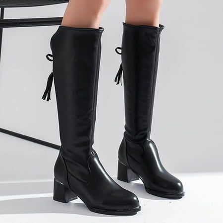 

Akiihool Work Boots for Women Cowboy Boots for Women Pointy Toe Mid-Calf Pointed Toe Cowgirl Boot (Black 7.5)