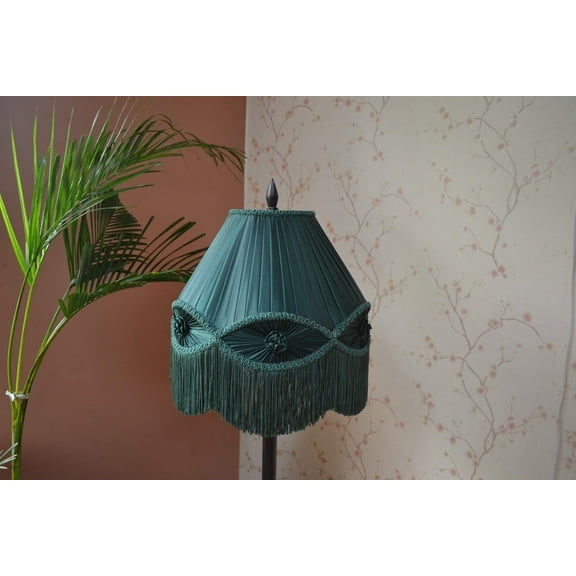 BespokeByNikita Victorian Round Green Pleated Lampshade