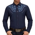 thumbnail image 4 of BUWTTER Button Down Shirt Men Western Cowboy Long Sleeve Embroidered Slim Fit Casual with Pockets Blue Shirt XL, 4 of 4