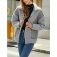 thumbnail image 5 of LSFYSZD Women’s Fuzzy Fleece Jacket Winter Warm Long Sleeve Quilted Patchwork Coat Outerwear, 5 of 9