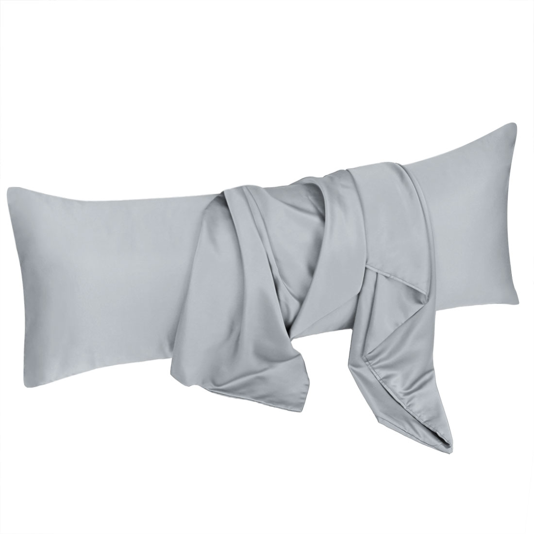 Satin Body Pillow Case Luxury Antiwrinkle Long Pillowcase Silver 20