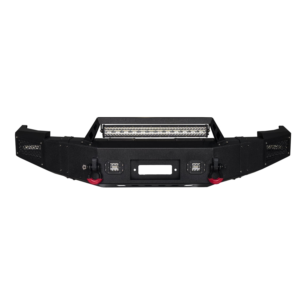 Vijay Compatible with 2007-2008-2009-2010-2011-2012-2013 Chevy Silverado 1500 Front Bumper Textured Black Steel with Light and D-ring