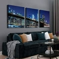thumbnail image 4 of 3 Panel Canvas Wall Art Prints - Modern New York Prints Cityscape Brooklyn Bridge Picture Stretched and Framed for Living Room Home Office Decor - 12"x16" x 3 Panels, 4 of 7
