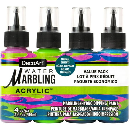 UPC: 0766218135865 | DecoArt Water Marbling Acrylic Paint – Tropical Delights Set of 4 2 oz