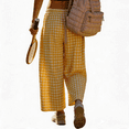 thumbnail image 5 of Yifymode Women's Gingham Plaid Wide Leg Capri Culottes Elastic Waist Palazzo Pants Summer Casual Wear,Fluorescence Yellow M, 5 of 5