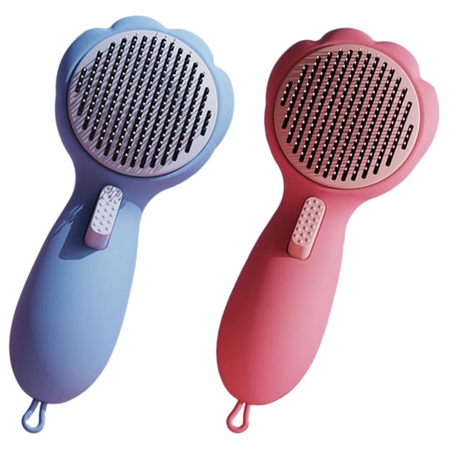 Shedding Brush,cat brushes indoor cats self cleaning shedding,round cat brush button slicker small dogs Pets,undercoat brush short hair Pet Massaging Tangles,Mats Puppy Kitten Trimming Zulema none