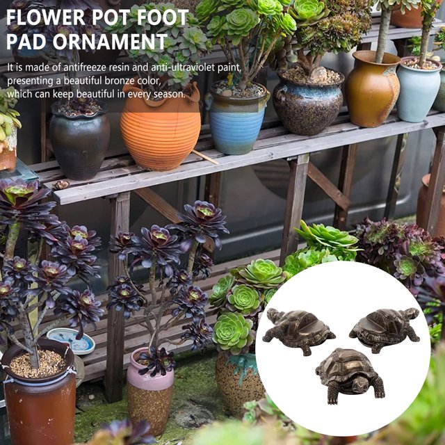 3 uds macetas almohadillas para los pies adornos Mini maceta de resina decoración de piernas (tortuga)