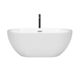 thumbnail image 2 of Brooklyn 60 Inch Freestanding Bathtub in White with Polished Chrome Trim and Floor Mounted Faucet in Matte Black, 2 of 5