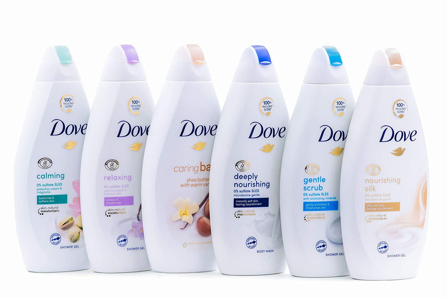 Dove Body Wash Variety 6 Pack Shea Butter, Deep Moisture, Pistachio