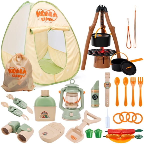 Kids Camping Set, 40 PCS Pretend Camping Set for Kids 3-5 with Pop Up Tent - Indoor and Outdoor Play Camping Toys for Toddlers
