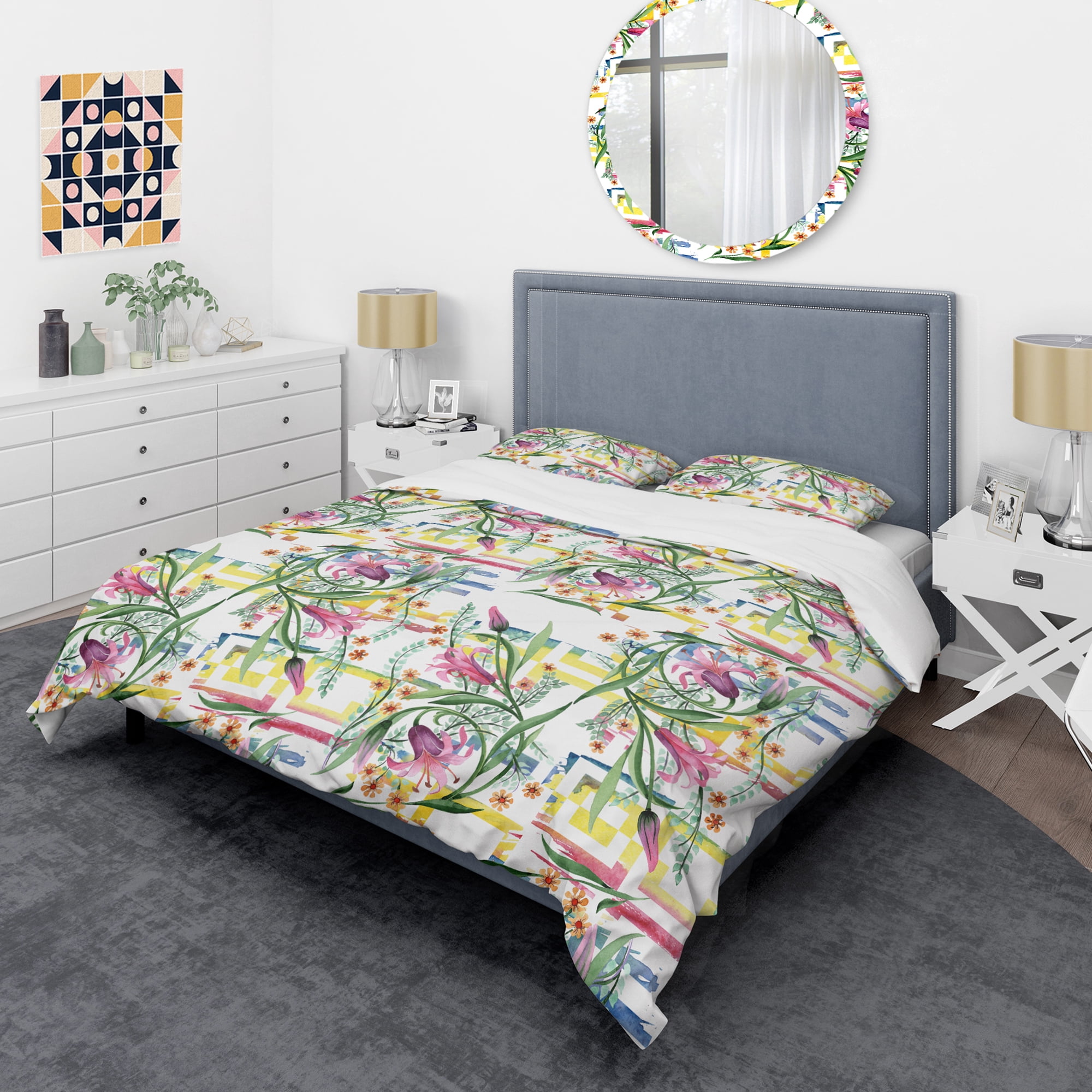 Designart 'Floral Botanical Retro XI' Mid-Century Modern Duvet Cover Set