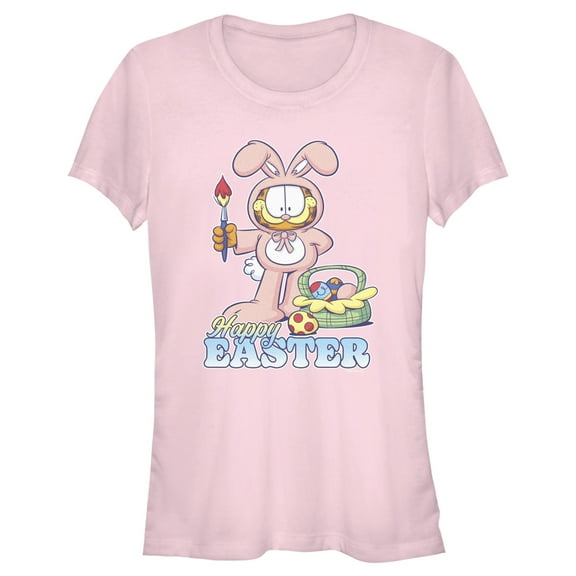 Junior's Garfield Happy Easter Bunny Ears Cat Graphic T-Shirt