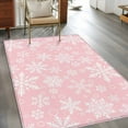 thumbnail image 2 of Hallway Runner Rugs 2.7x5 Ft, Pink Christmas Non Slip Area Rugs for Kitchen Bedroom Entryway, Snowflake Washable Carpet Runner Rug Floor Mats for Bedroom Home Decor Winter Xmas Abstract Art, 2 of 9