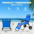thumbnail image 5 of FICISOG Folding Beach Chair for Women, 2 in 1 Beach Chair Wagon Cart Combo with Heavy Wheels Outdoor, Foldable Chaise Lounge Camping Chair for Beach, Backyard, Pool or Camp, 5 of 10