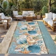 thumbnail image 2 of Teal Blue Brown Beach Coastal Outdoor Rug 5x7 Ft - Reversible Patio Rug Outdoor Camping Rugs, Nautical Shell Starfish Coral Summer Indoor Outdoor Area Rugs, Non-Slip Outdoor Carpet for Deck/Porch, 2 of 8