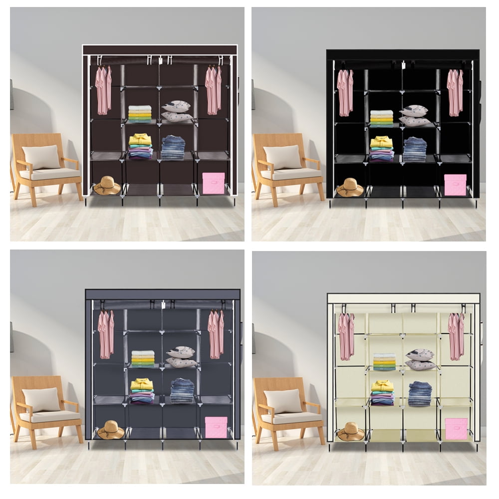 Kepooman 67" Portable Clothes Closet, Non-woven Fabric Wardrobe with 12 Shelves, Dark Brown Kepooman 67" Portable Clothes Closet, Non-woven Fabric Wardrobe with 12 Shelves, Dark Brown