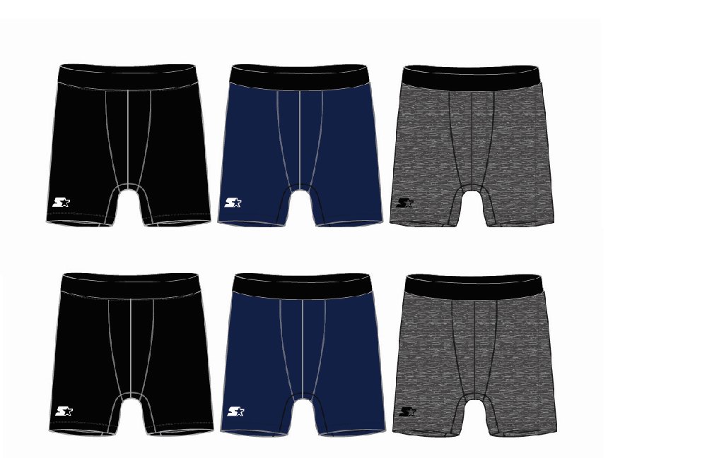 Starter Mens Athletic Boxer Briefs - 6 