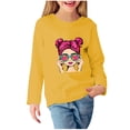 thumbnail image 2 of ZOYOEN Girls Long Sleeve T Shirts- Casual Fashion Crewneck Kids Graphic Tops Yellow Size 5-6T, 2 of 5