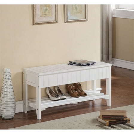 Quality Solid Wood Shoe Bench With Storage, White