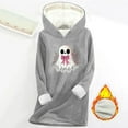 thumbnail image 2 of Feancey Womens Halloween Hoodies Funny Cute Ghost Print Loungewear Pajamas Winter Fleece Lined Thermal Tops Holiday Casual Pullover Sweatshirt Gray S, 2 of 4