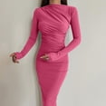 thumbnail image 5 of Elegant Women's Long Sleeve Maxi Dress Casual & Comfortable Pink Full-Length Dress for All Occasions, 5 of 5