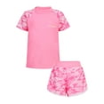 thumbnail image 3 of TTAO Girls UPF 50+ Swimsuit Quickly Dry Swimwear Short Sleeve Tops with Swim Trunks Rash Guard Set Pink 5-6, 3 of 7
